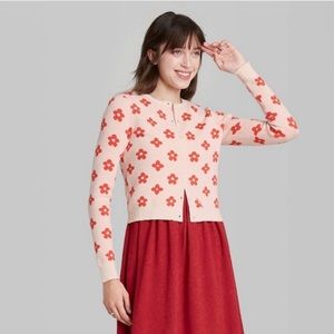 Wild Fable Floral Cropped Button Front Soft Cardigan EUC